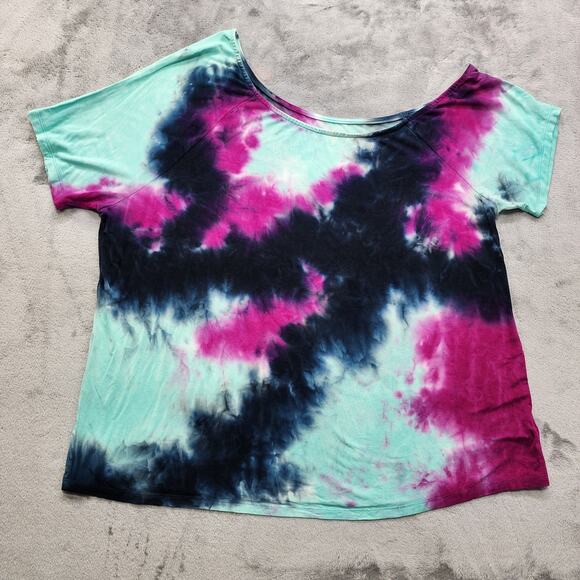 Torrid Top Women 1 1X/14-16 Tie Dye Off-Shoulder Super Soft Stretch Short Sleeve - Picture 1 of 8
